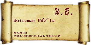 Weiszman Béla névjegykártya